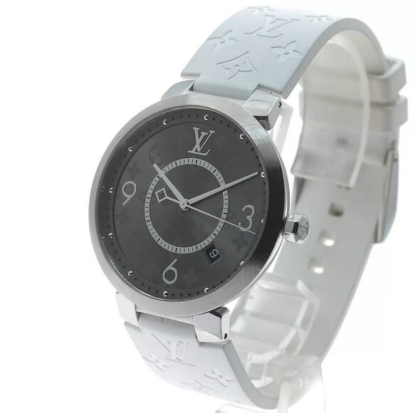 LOUIS VUITTON Tambour Slim Eclipse Q1DM0 Silver Dial Quartz Men's Watch - Picture 1 of 12